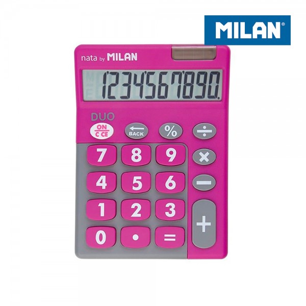 Calculadora duo 10 digitos rosa teclas grandes en blister