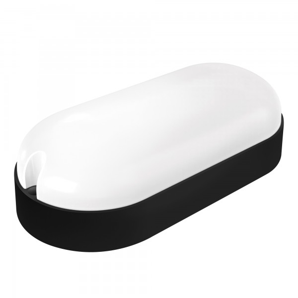 Aplique led oval  negr. sensor ip65 9w.f