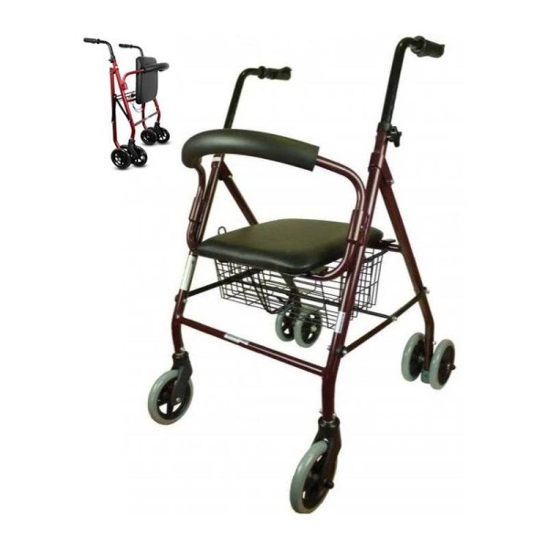 Andador Rollator Prim Freno Push Granate Ref8270
